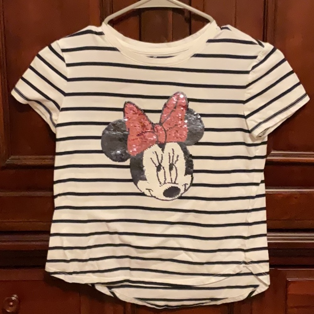 Disney Minnie Mouse Striped Kids T-Shirt - Navy and White